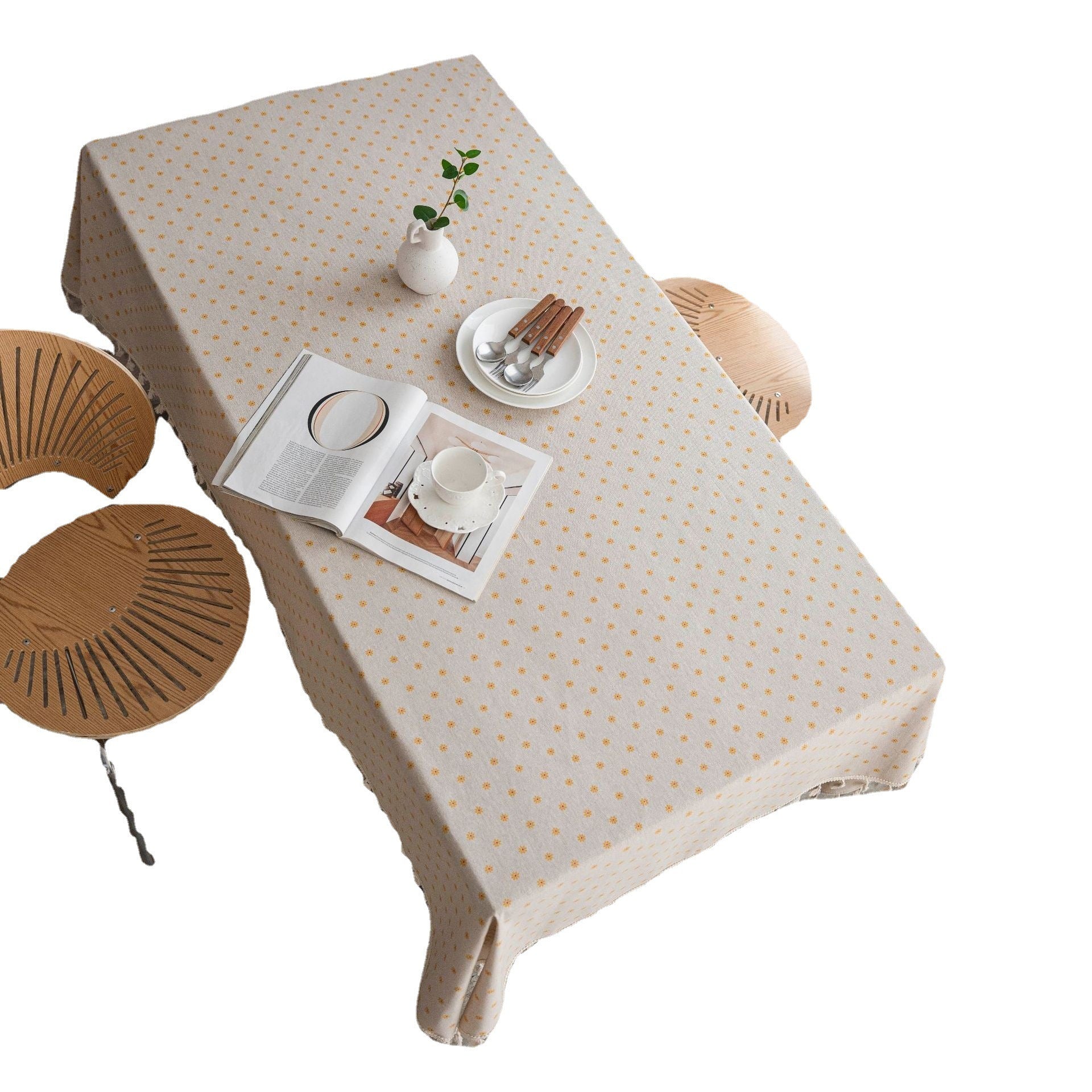 Cotton And Linen Decorative Tassel Tablecloth