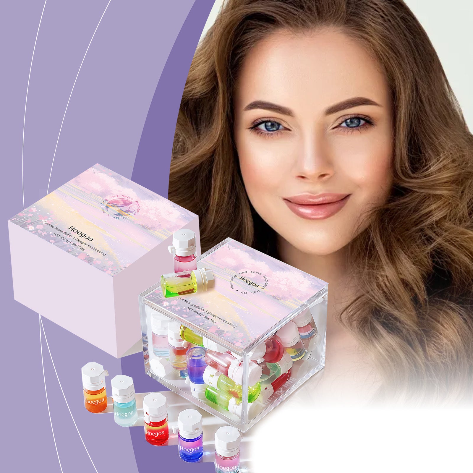 Hoegoa capsules d'huile essentielle de soin capillaire – soin quotidien doux hydratant pour cheveux secs et abîmés, apporte brillance et améliore la qualité des cheveux.