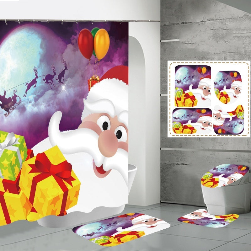 Printed Waterproof Polyester Bathroom Jingling Bell Partition Shower Curtain