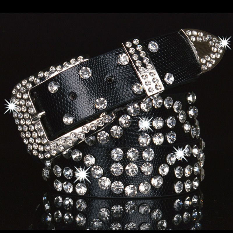 Ceinture en cuir pour femme Gypsophila avec strass