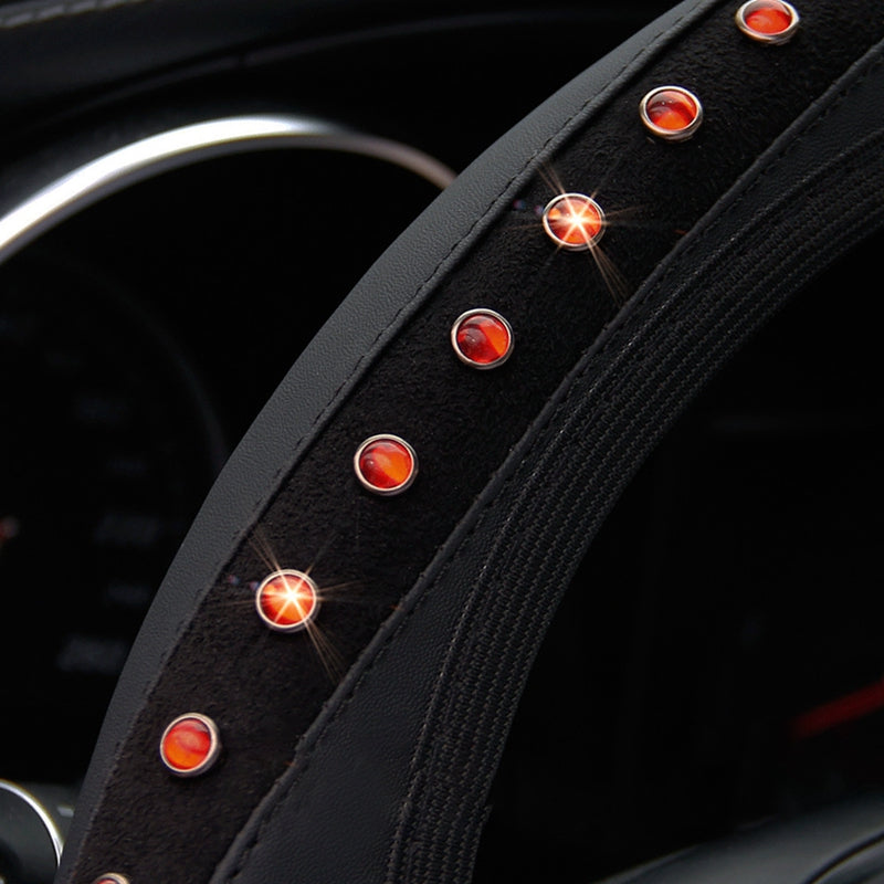Leather, Diamonds And Gems Flash Elastic Elastic Steering Wheel Cover