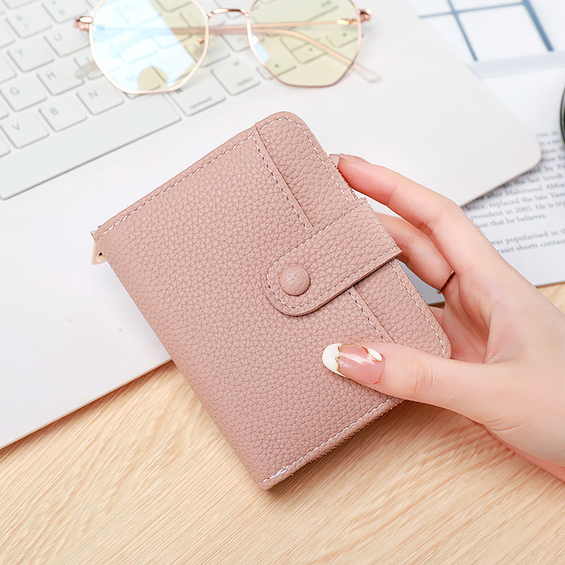 Ladies' Short Wallet With Lychee Pattern