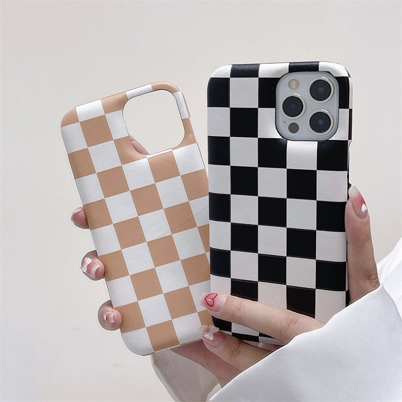 Checkerboard Air Cushion Leather Phone Case