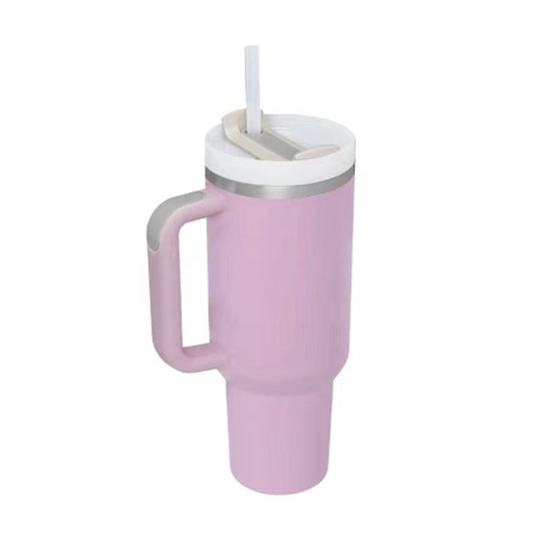 Gobelet isotherme 1,2 L avec poignée et paille, en acier inoxydable, anti-déversement, tasse à café isotherme sous vide avec couvercle, mug conique, cadeaux pour la Saint-Valentin, convient pour la voiture, la salle de sport, le bureau, les voyages