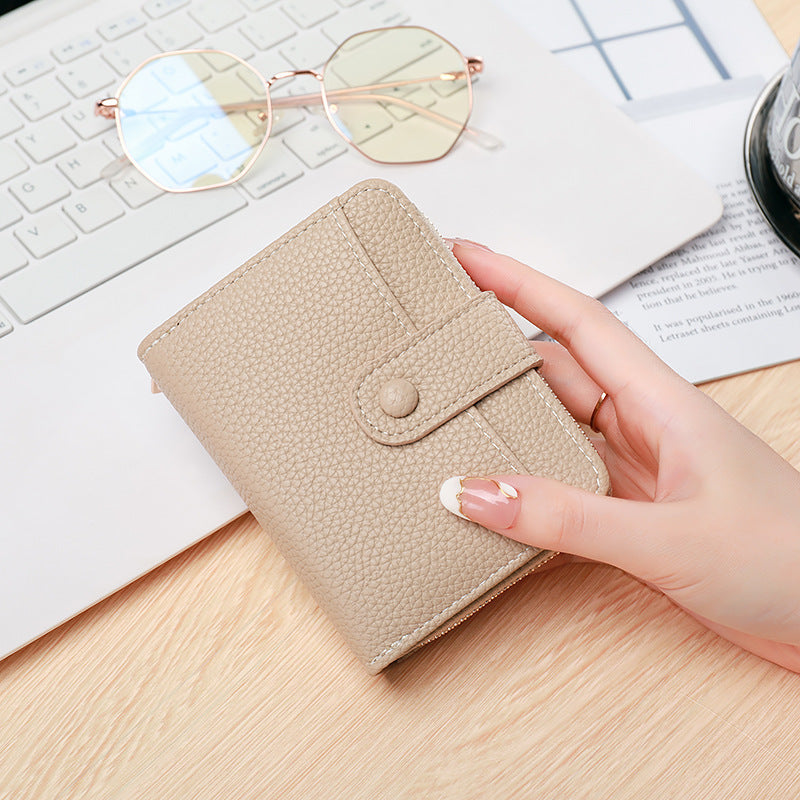 Ladies' Short Wallet With Lychee Pattern
