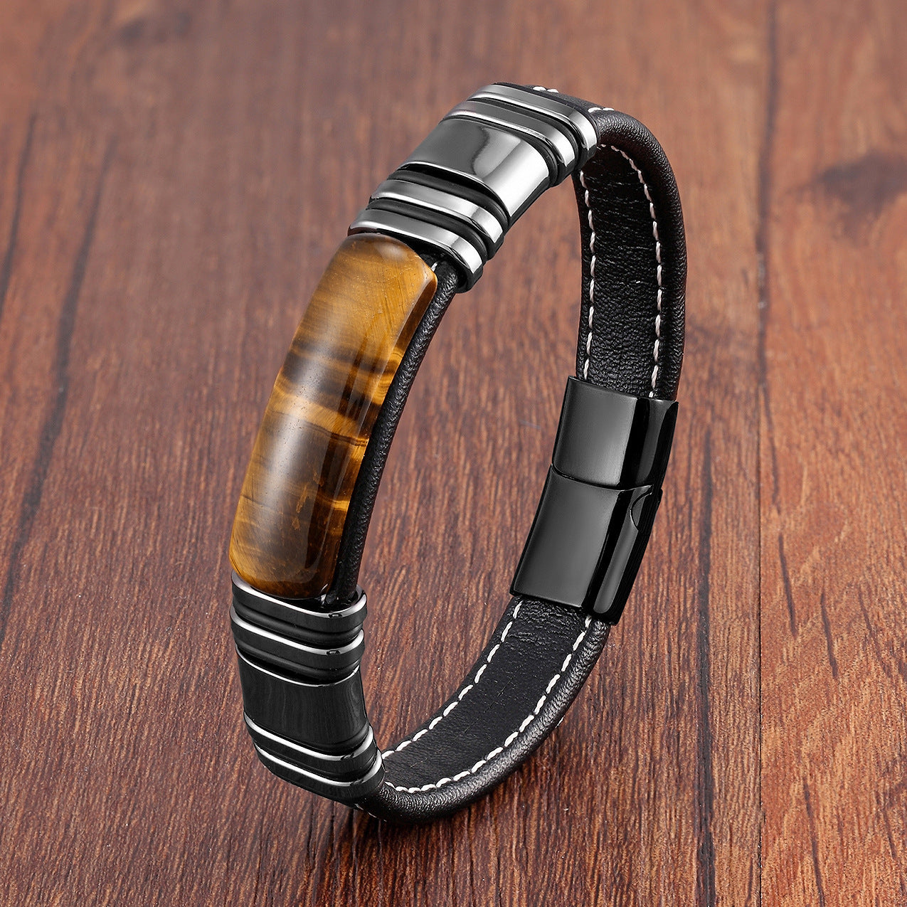 New Stainless Steel Buckle Head Leather Rope Bracelet For Personalized Men