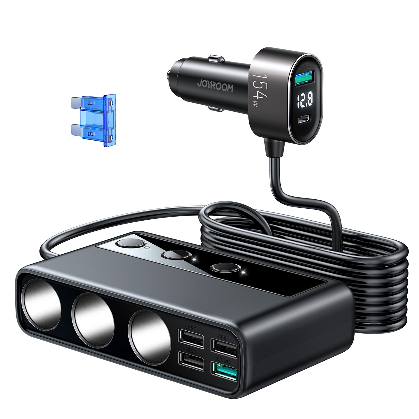 Digital Display 5USB High-power PD Car Charger