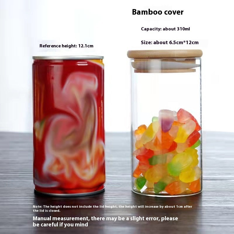 Borosilicate Glass Bamboo Cover Tea Sealed Jar