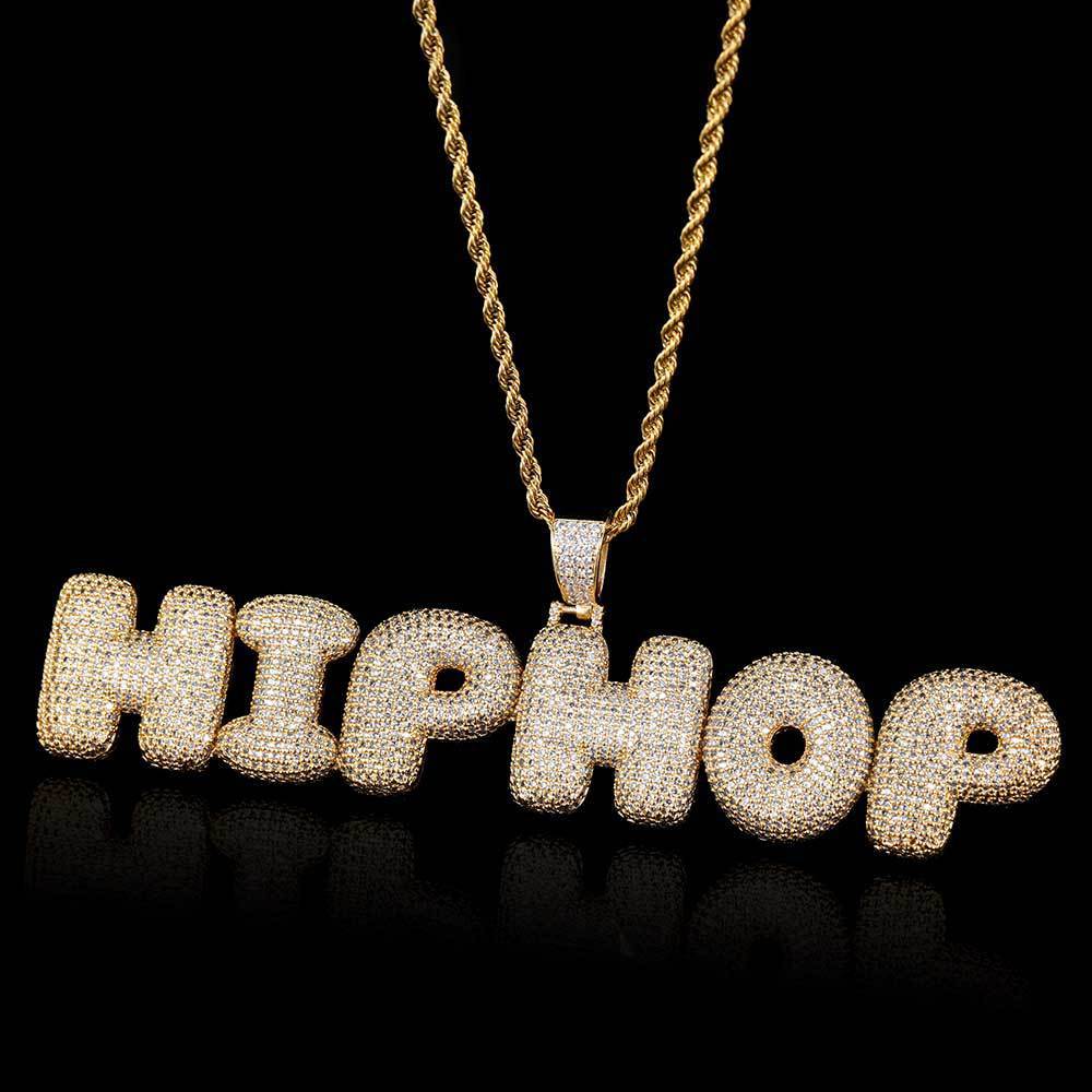 Hip Hop Bubbles Letter Pendant Micro Zirconia Necklace