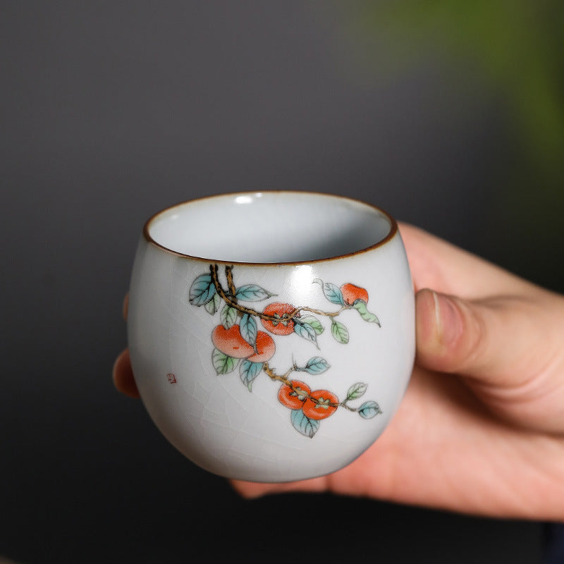 Ceramic Personal Tea Cup Gracked Glaze Supportable Tea Cup