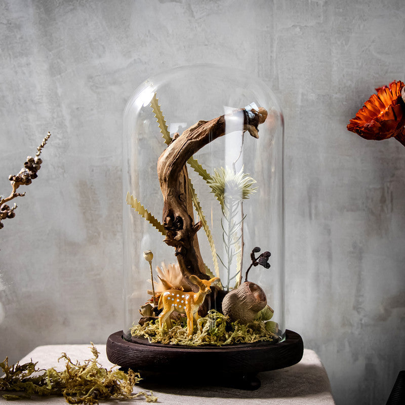 Handmade Plant Dried Flower Flower Micro Landscape Glass Cover Home Furnishings