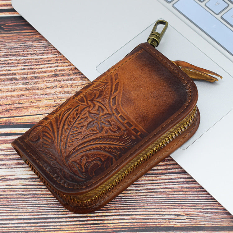 Vegetable Tanned Leather Multifunctional Large Capacity Car Key Case