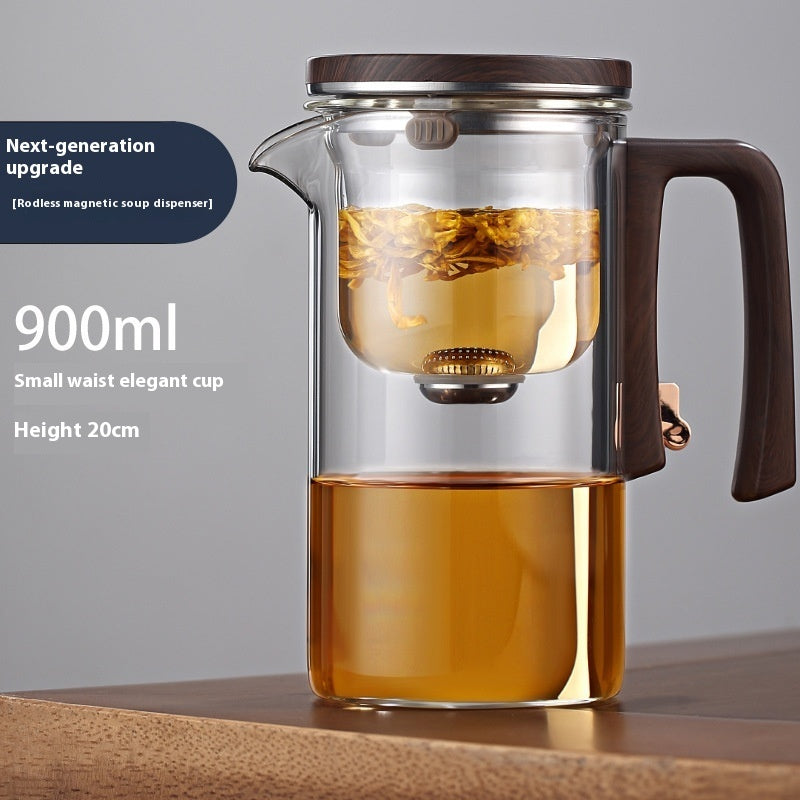 Small Waist One-click Magnetic Filter Glass Teapot