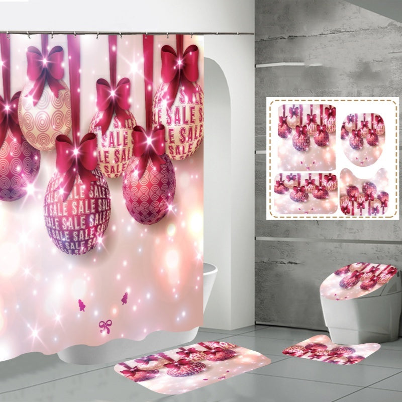 Printed Waterproof Polyester Bathroom Jingling Bell Partition Shower Curtain