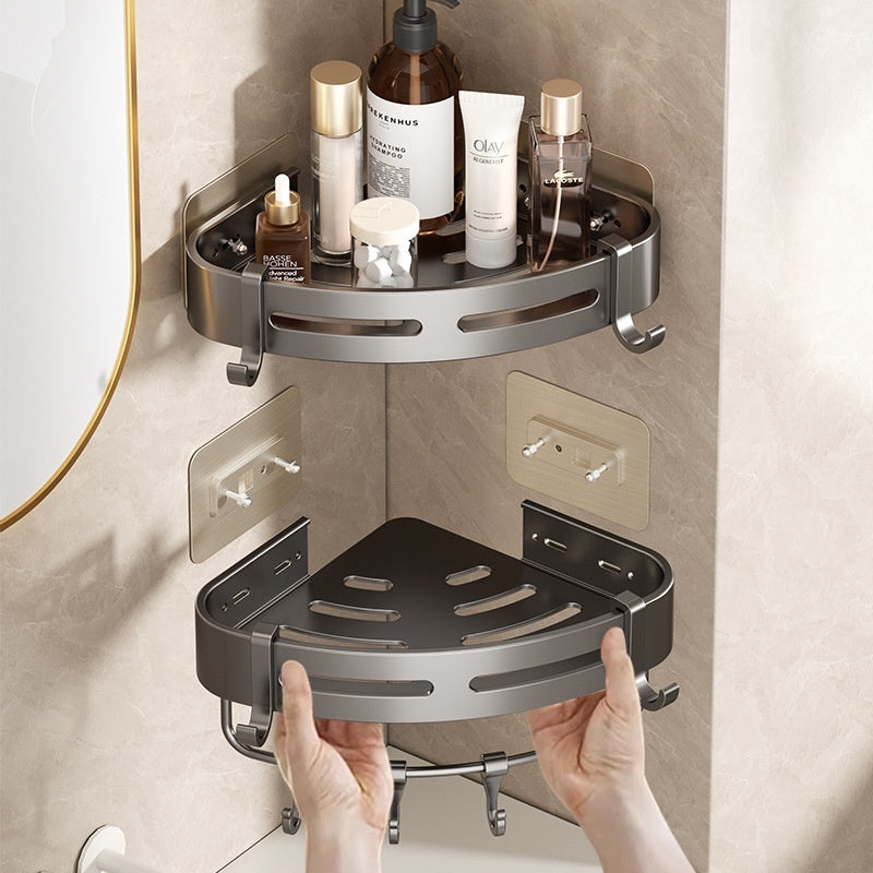 Gun Gray Bathroom Rack Triangle Wall-mounted Punch-free Storage
