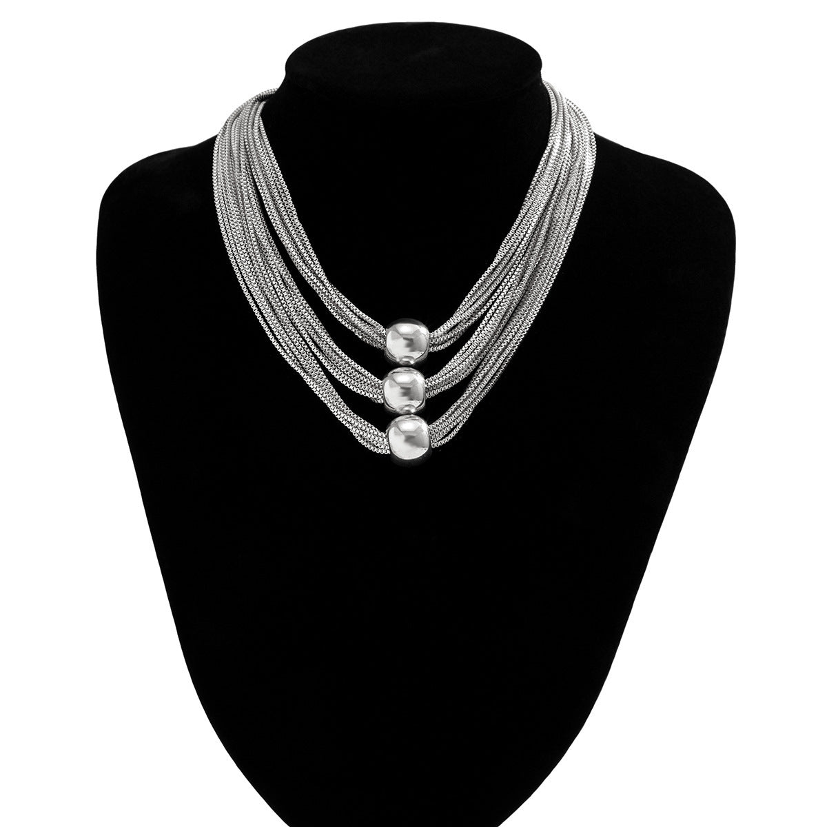 Exaggerated Metal Ball Pendant Necklace