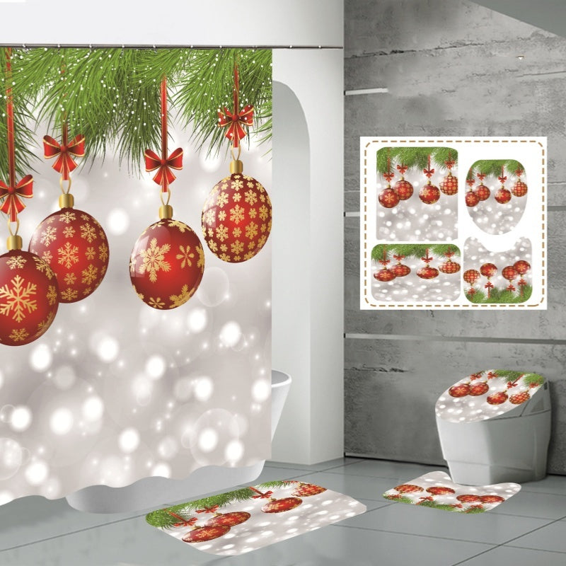 Printed Waterproof Polyester Bathroom Jingling Bell Partition Shower Curtain