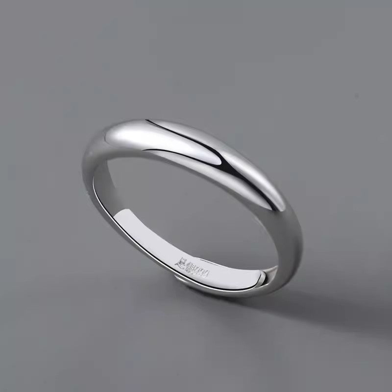Simple S999 Pure Silver Glossy Simple Bracelet Ring