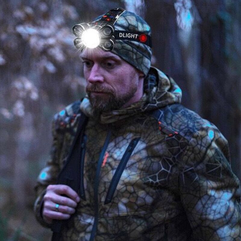Vente directe frontale à LED rechargeable avec zoom, lampe frontale de pêche, torche de chasse