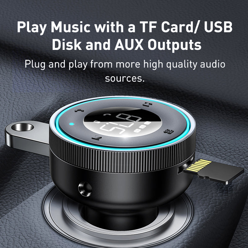 Multi-function QC3.0 Digital Display Car Charger Player Car USB Flash Drive