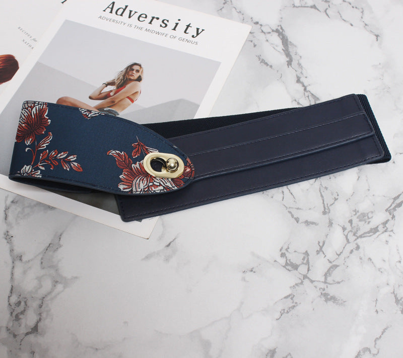 Ceinture large en cuir simple pour femme