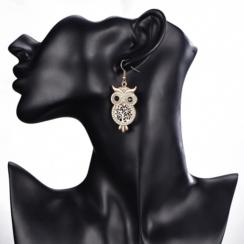 Fashion Personality Owl Ear Hook Punk Opal Earrings Alloy Earrings