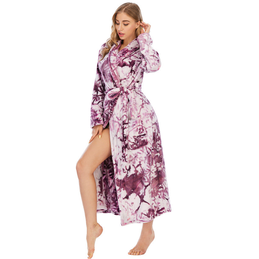Ladies Tie-Dye Pajamas Long Thicken Homewear