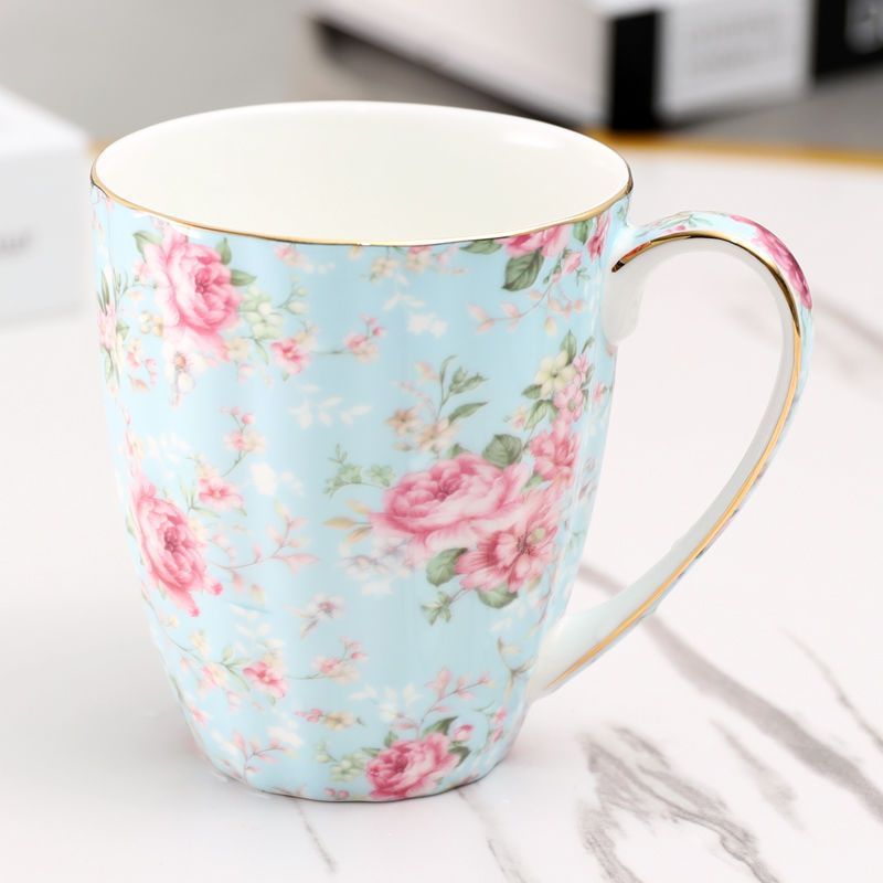 Ceramic Flower Tea Cup Coffee Suit Household Watchband Spoon