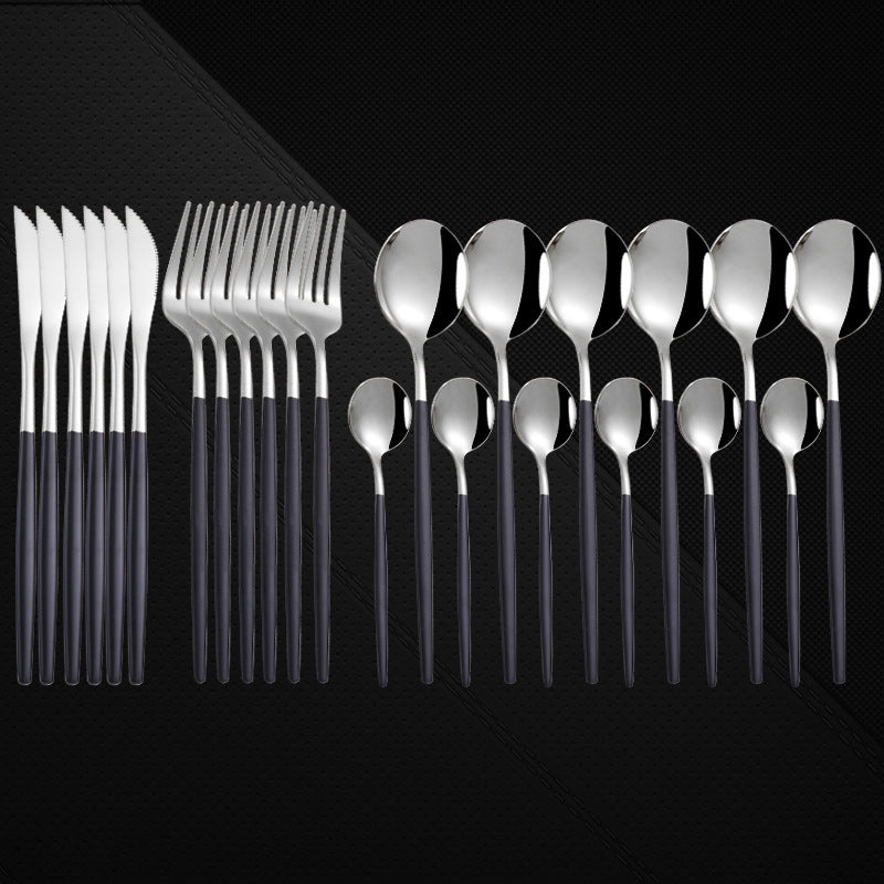 Stainless Steel 24 Pieces Set Spoon And Fork Western Cutlery