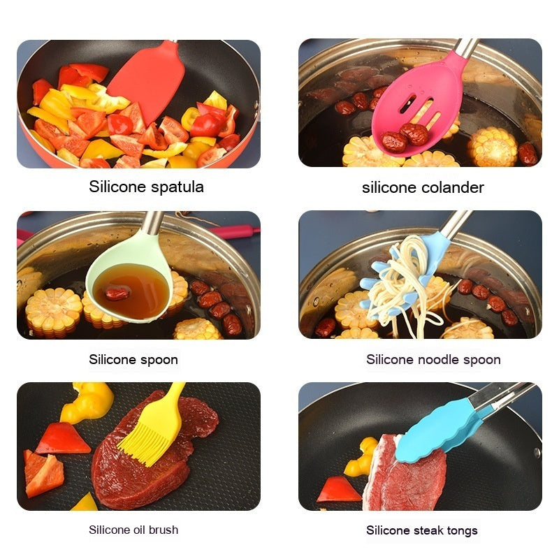 Stainless Steel Tube Handle Silicone Kitchenware 14-piece Kitchen Suit