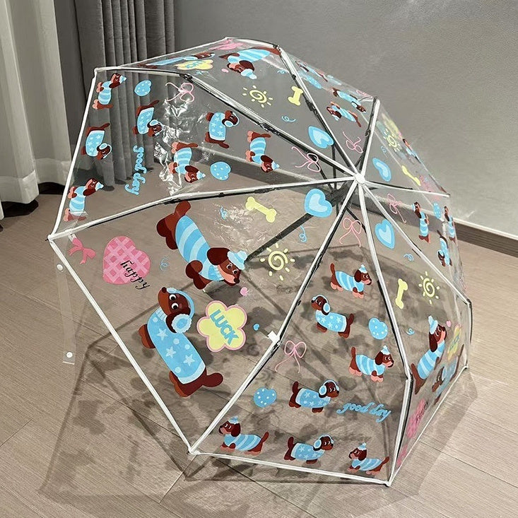 Sausage Dog Automatic Folding Transparent Rain