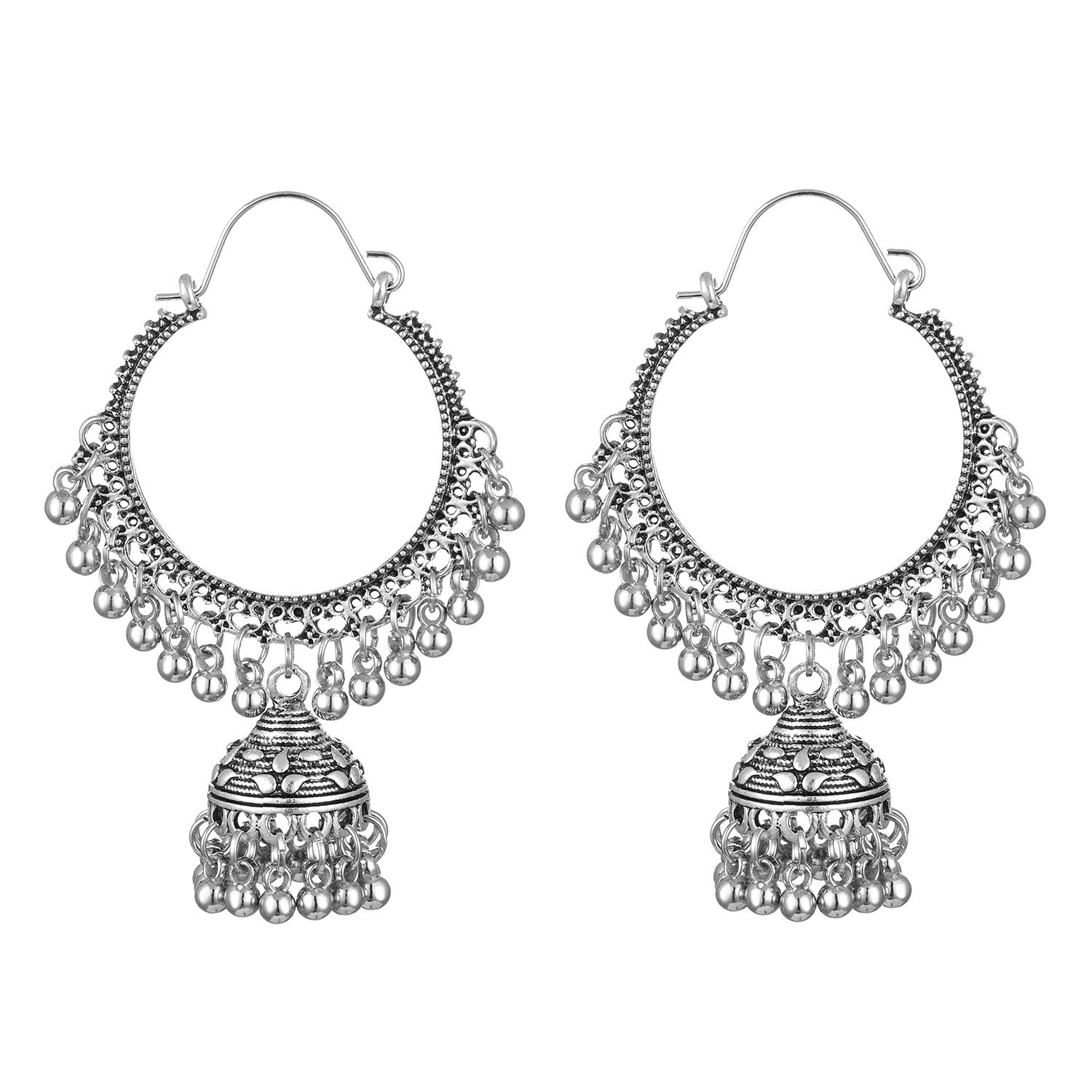Fan-shaped Retro Ethnic Style Earrings Tassel Hollow