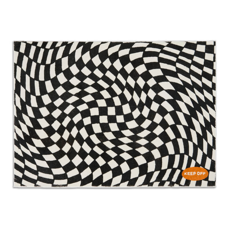 Modern And Minimalist Living Room Carpet With Light Luxury Checkerboard Pattern