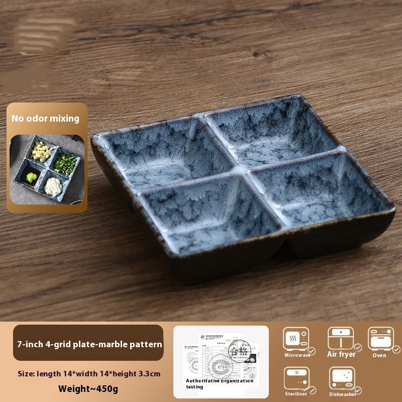 Ceramic Three Grid Seasoning Vinegar Tableware