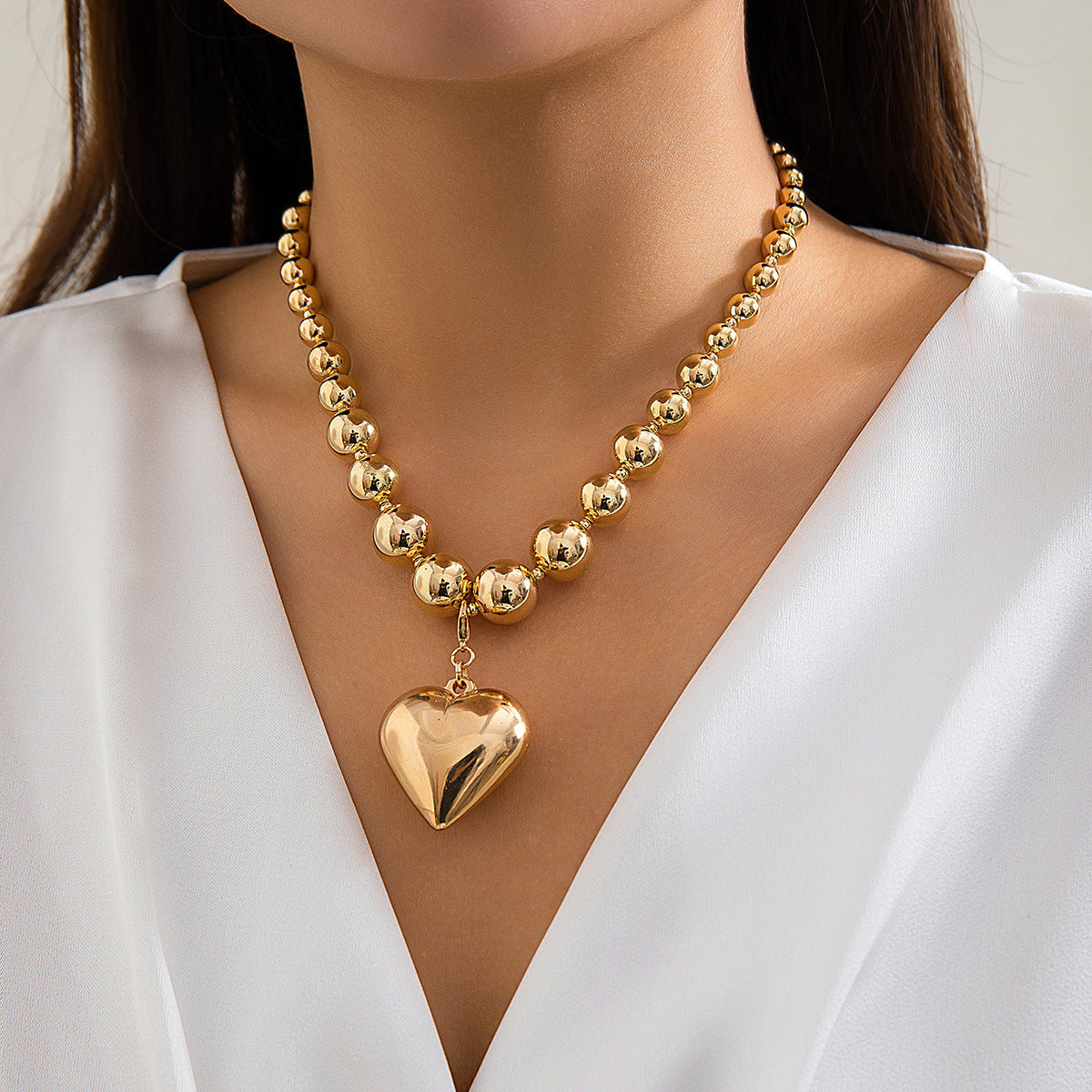 Exaggerated Big Round Bead Punk Short Necklace