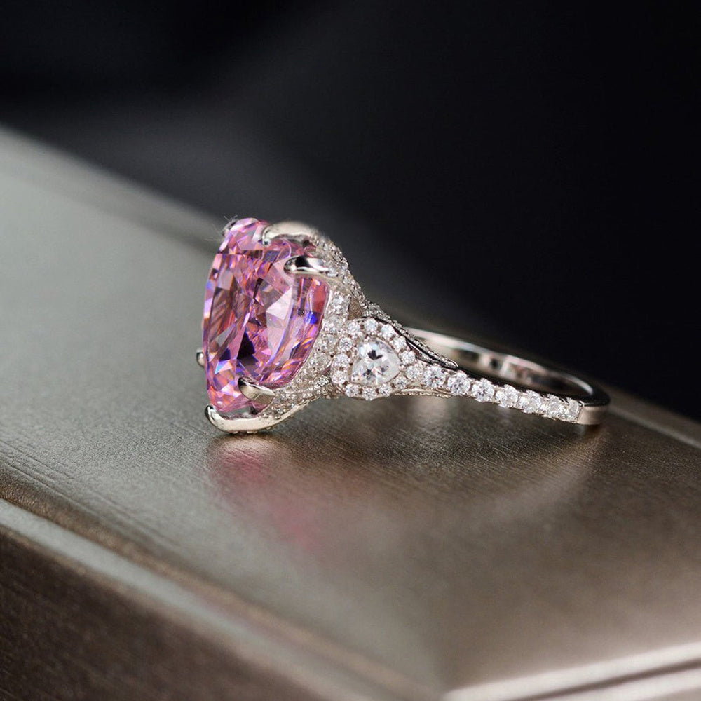 Micro-set Zircon Diamond Love Peach Heart Ring Women