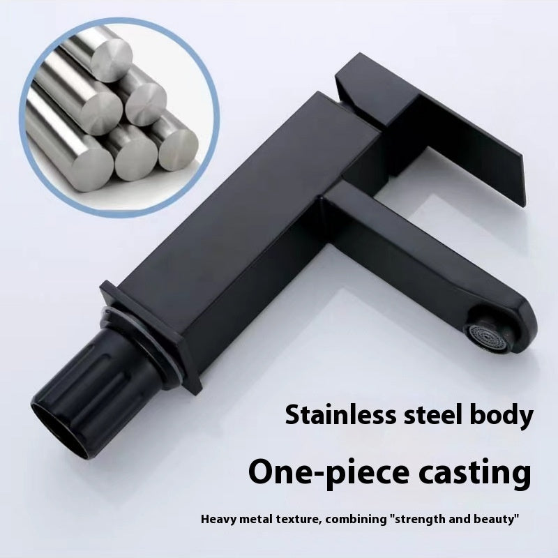 304 Stainless Steel Square Basin Hot And Cold Faucet