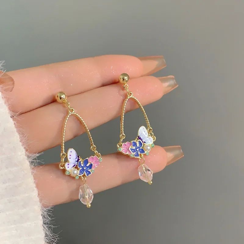 Cute Flower Butterfly Stud Earrings For Women Exquisite