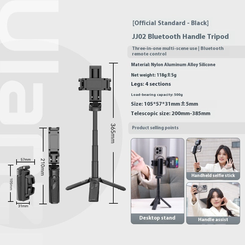Bluetooth Selfie Handle Tripod Handheld Stable Camera Aid Portable