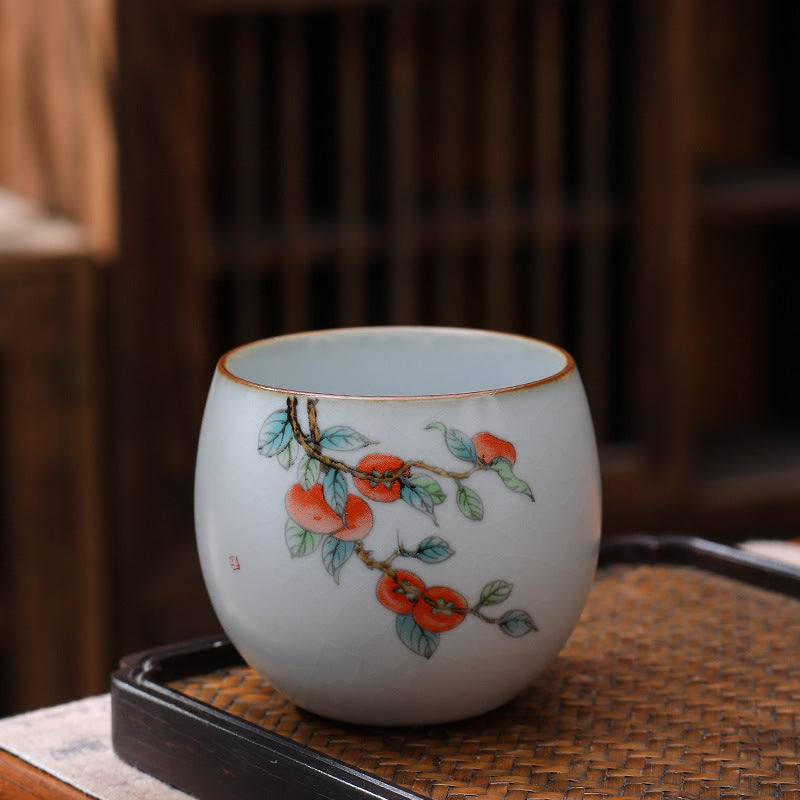 Ceramic Personal Tea Cup Gracked Glaze Supportable Tea Cup