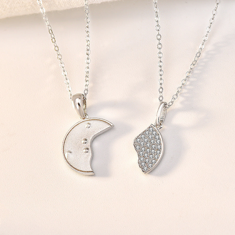 S925 Sterling Silver Button Love Letter Couple Necklace For Men And Women Creative Anniversary Jewelry