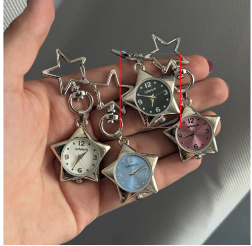 Fashionable Pentagram Watch And Shamrock Keychain