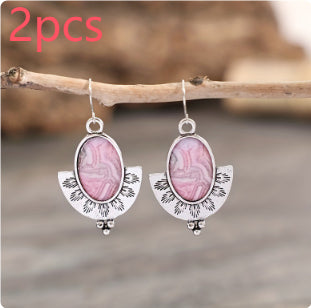 Retro Style Semicircle Fan-shaped Alloy Oval Earrings