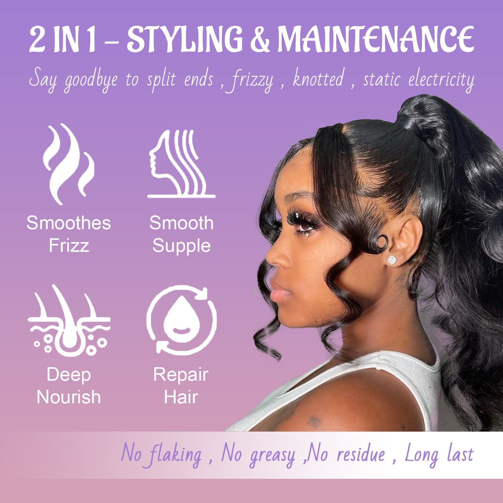 Long-lasting Styling Smooth Frizz Broken Natural Luster Solid Hair Wax Stick