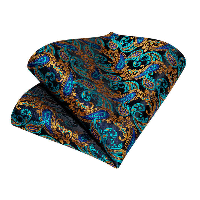 Men's Tie Pocket Square Cuff Buckle Set Plaid Retro