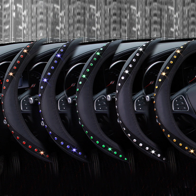 Leather, Diamonds And Gems Flash Elastic Elastic Steering Wheel Cover
