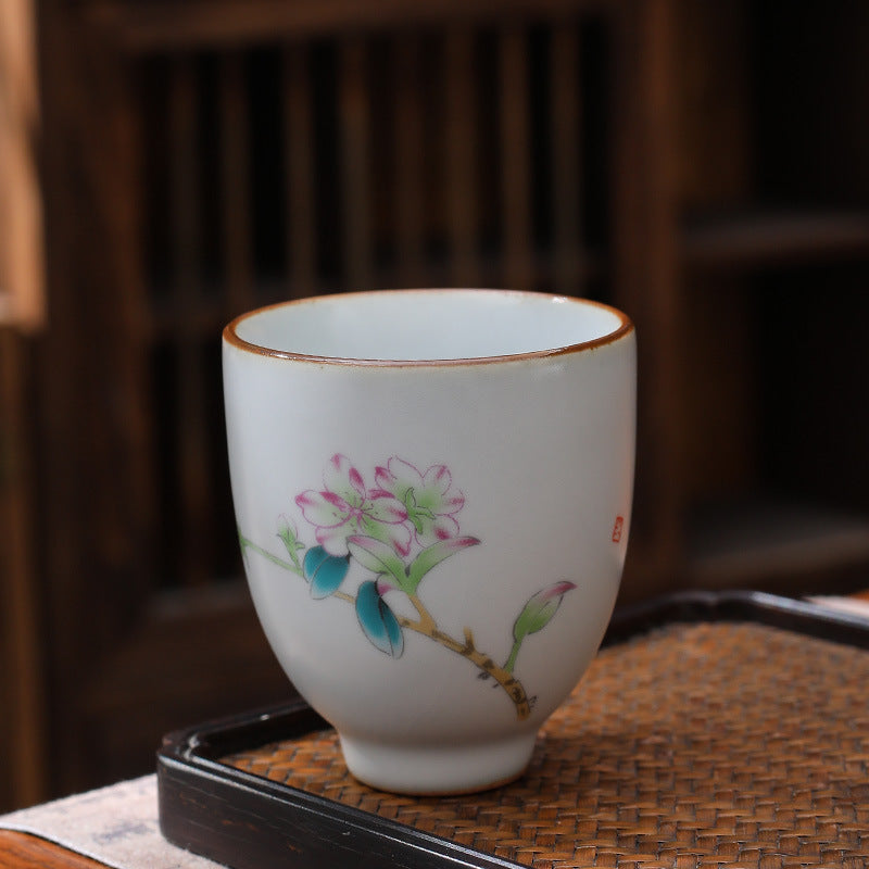 Ceramic Personal Tea Cup Gracked Glaze Supportable Tea Cup