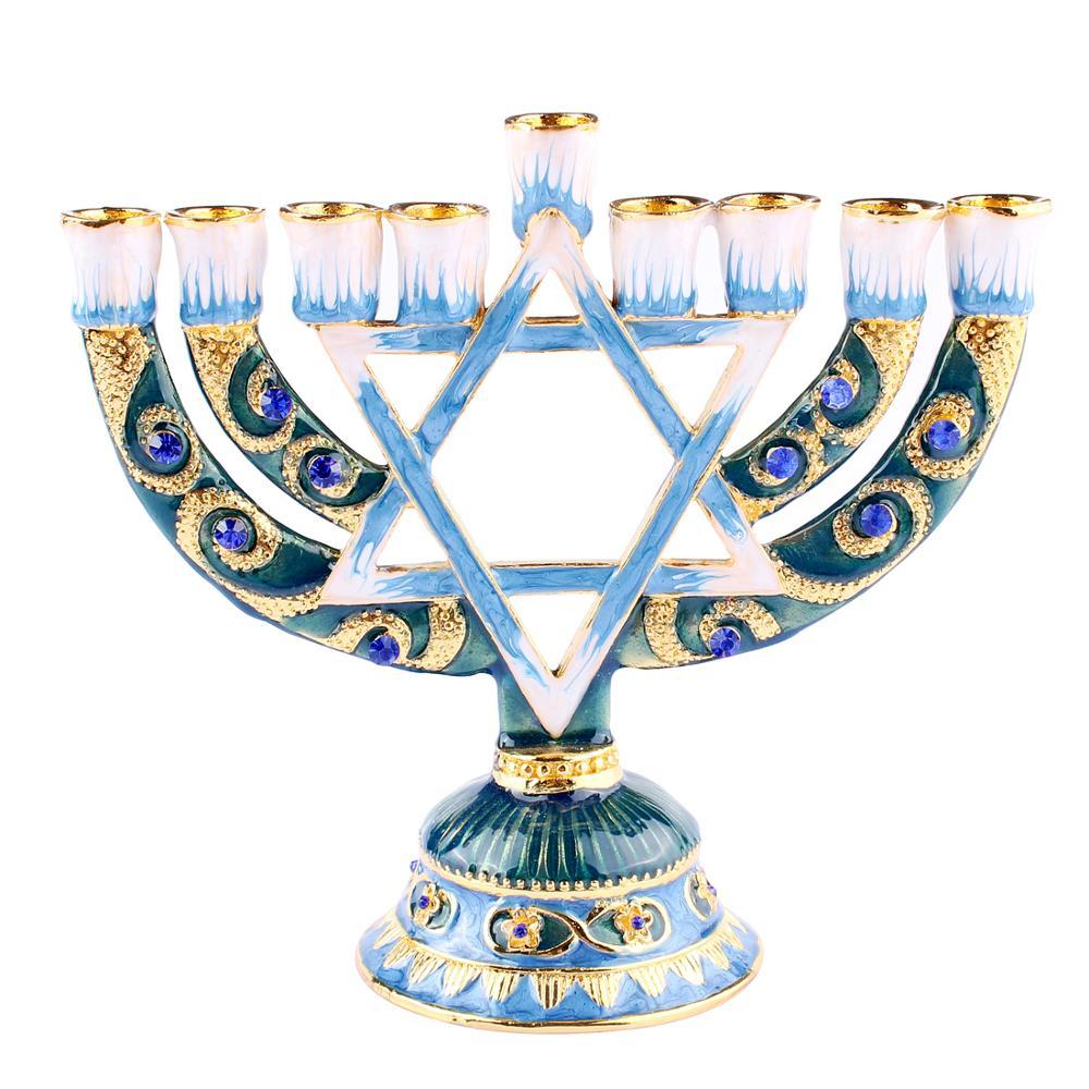 Retro Enamel Nine-headed Metal Candle Holder