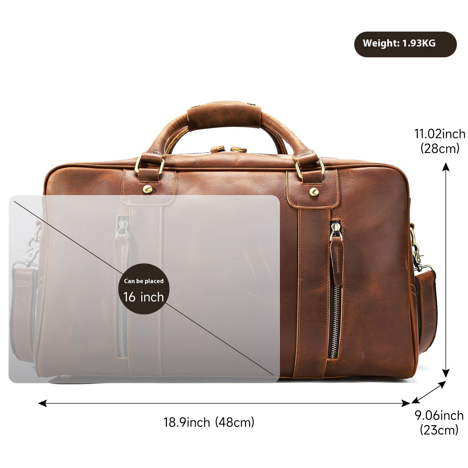 Sac de voyage rétro en cuir véritable pour hommes
