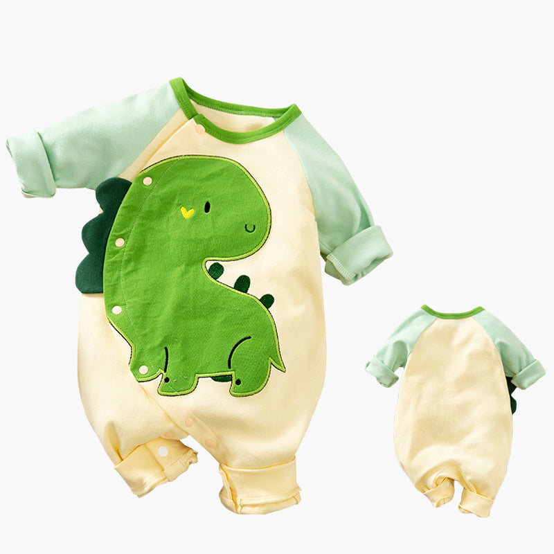 Grenouillère Bébé Dessin Animé en Coton à Manches Longues et Boutons Pression